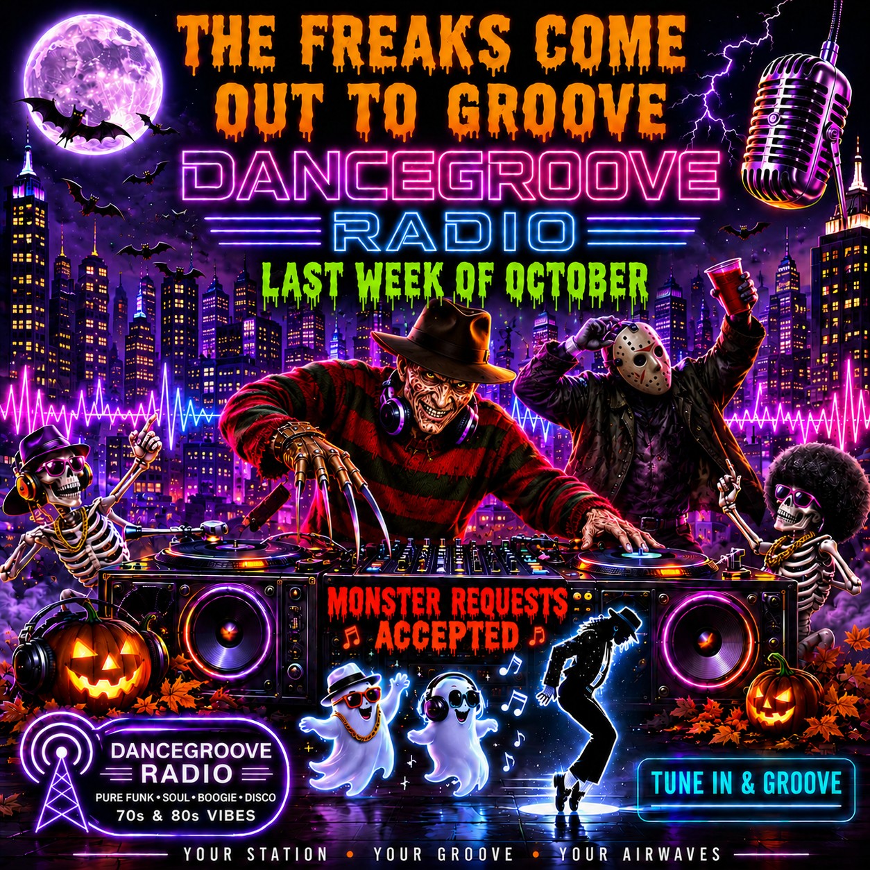DanceGroove Radio Halloween and Rocktober event flyer